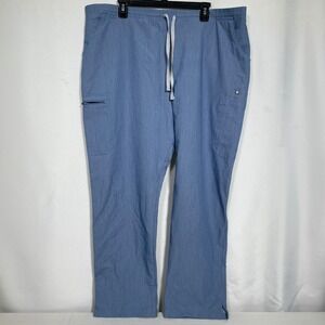 FIGS Technical Collection Cargo Drawstring Heather Blue Scrub Pants Women's XXL